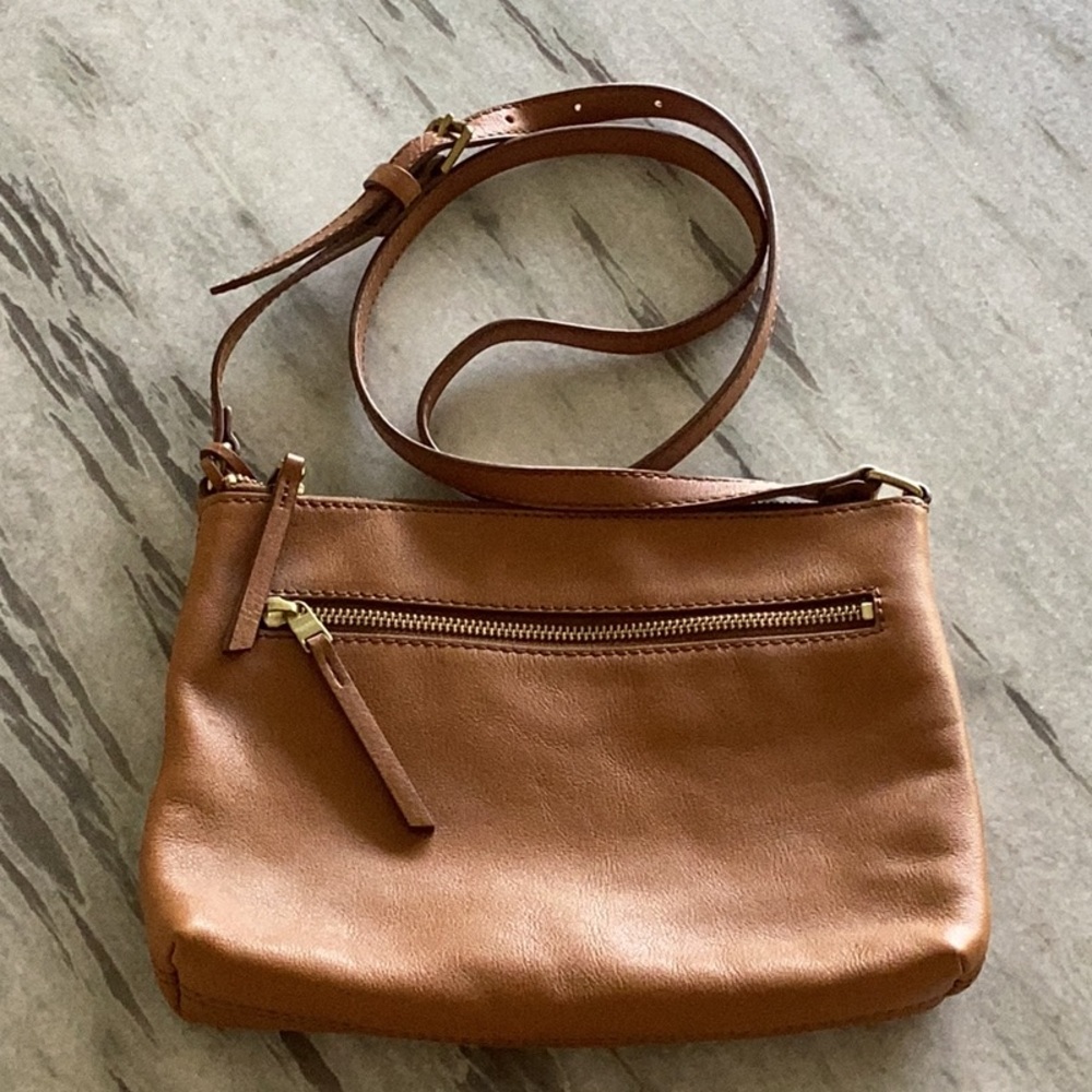 Fossil Tan Leather Crossbody Bag